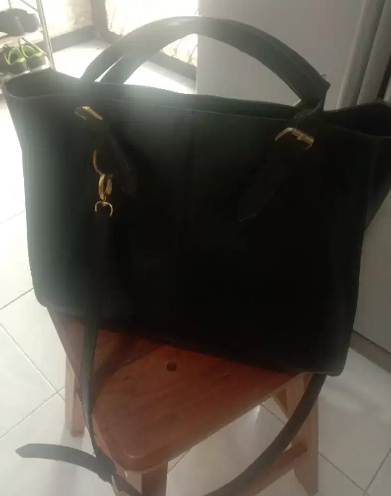 Tas cewek hitam tali panjang & pendek