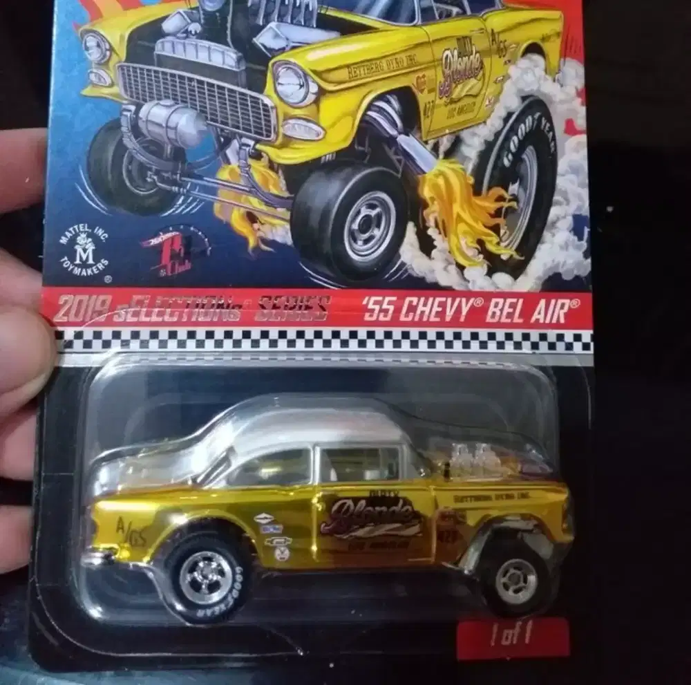 HOT WHEELS 55 CHEVY BEL AIR GASSER BLONDE GOLD