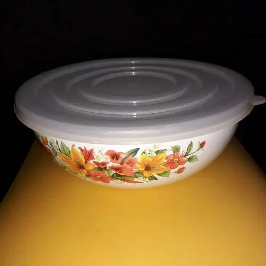 Mangkuk Fancy bowl mangkuk salad enamel Tutup Plastik 18-20-23-25 cm