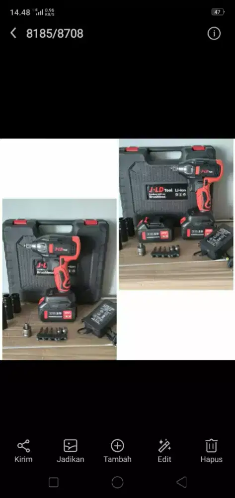 (rumah teknik jogja) mesin bor impact cordless jld  1 batre,2 batre