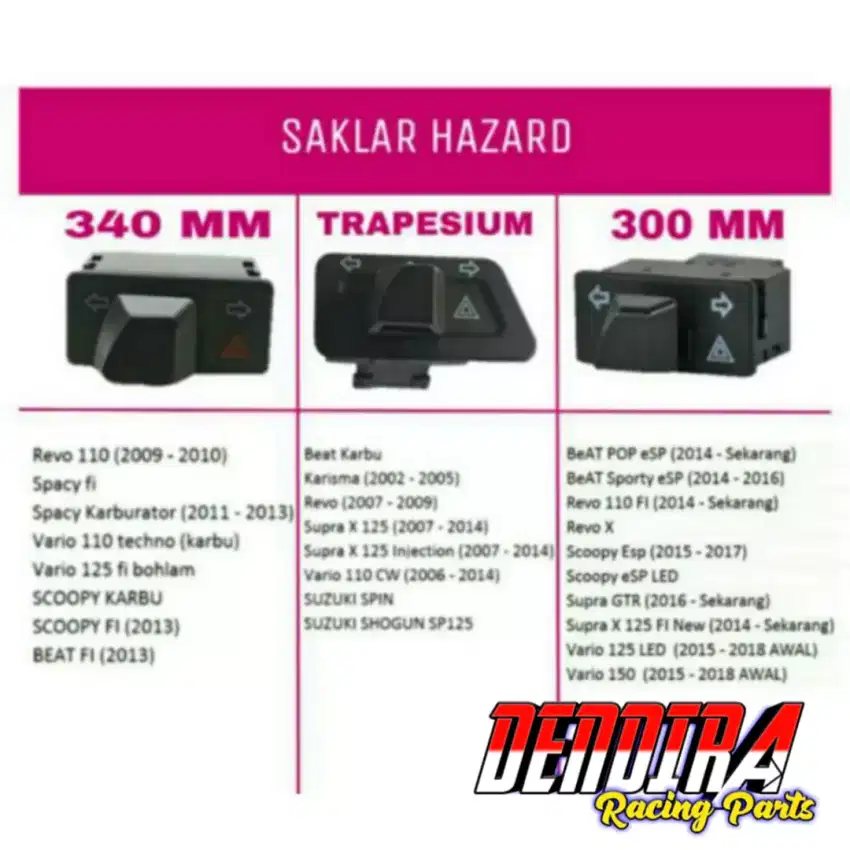 Saklar sein dan hazard honda 34mm 30mm trapesium