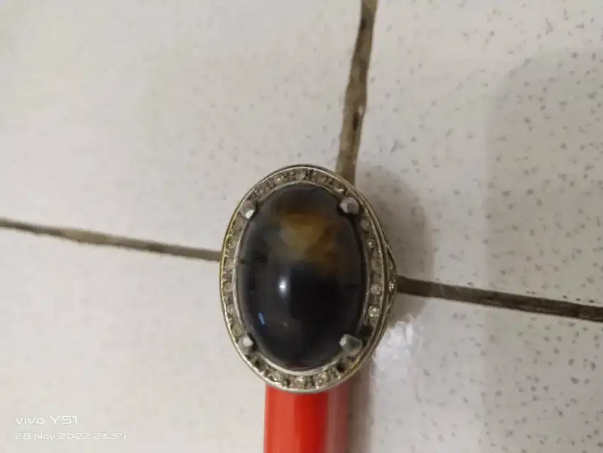 koleksian batu blue oval cincin ring titanium,chat via WA