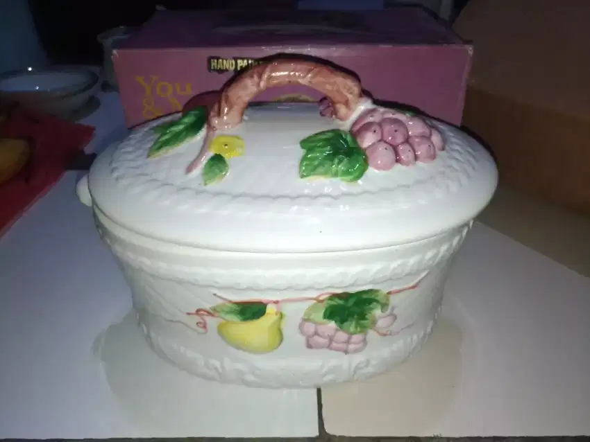 Vintage fruit bowl Japan, tempat buah keramik antik
