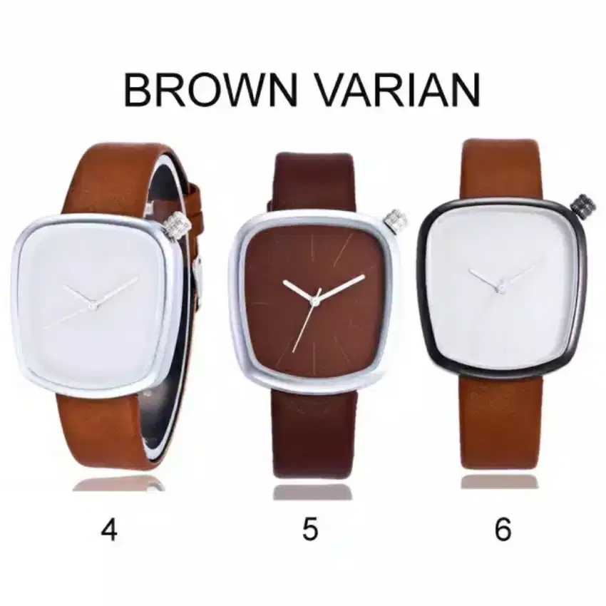 Jam Tangan Analog Square Fashion Leather Strap Pria dan Wanita