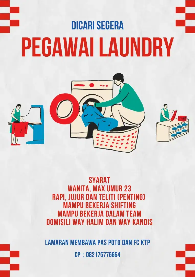 Dicari Karyawan Laundry