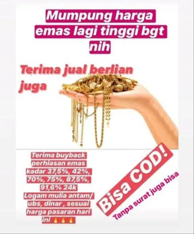 Terima jual beli emas antam berlian COD Jogja Solo Klaten Delanggu