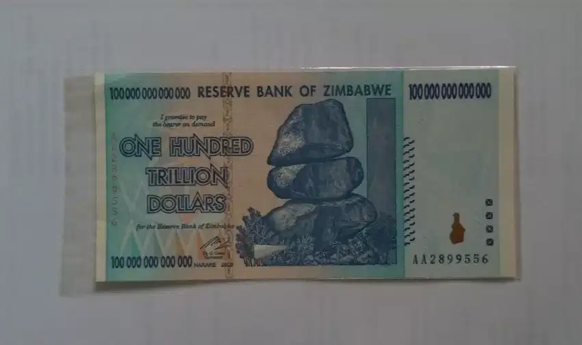 Uang Langka Dolar Zimbabwe 100 Trilion ASLI