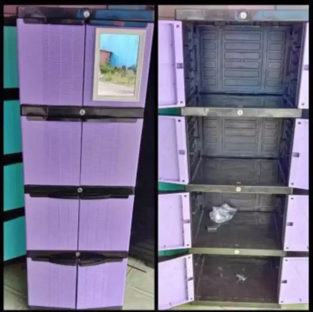 Lemari Plastik Cermin Susun 4