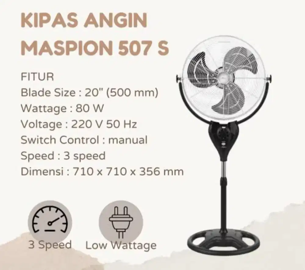 Kipas Angin Maspion 20 inc Berdiri Stand Fan