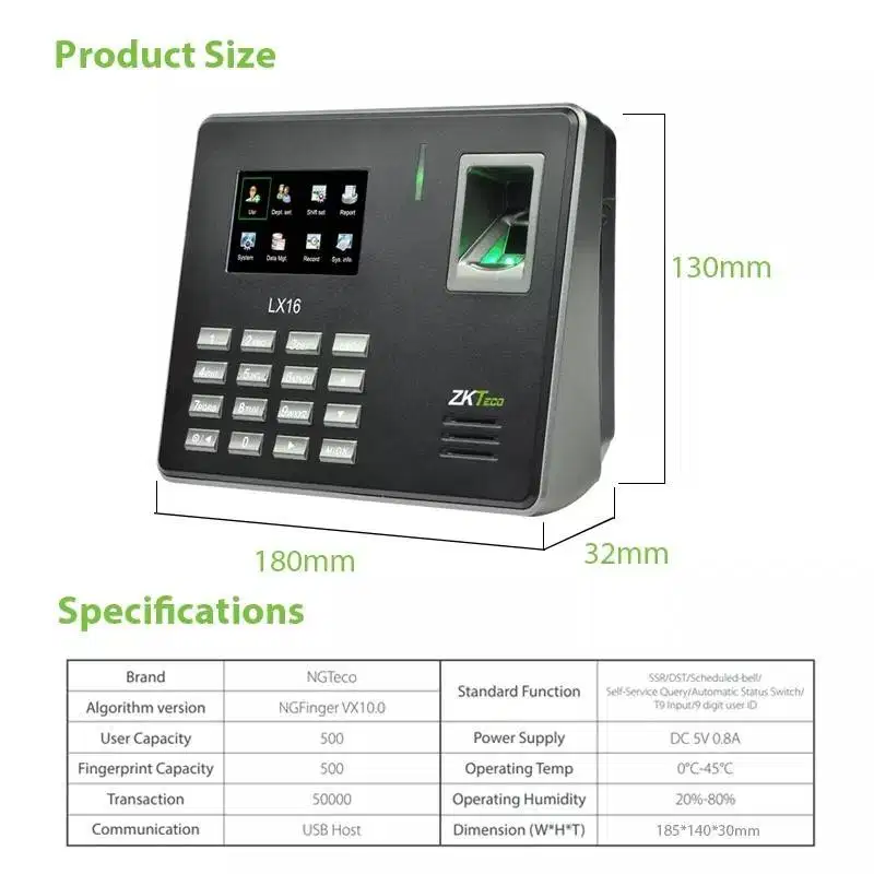 MESIN ABSENSI FINGERPRINT LX16 + PEMASANGAN