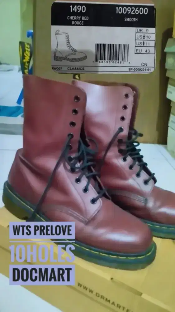 1490 cherry red rouge 10holes docmart