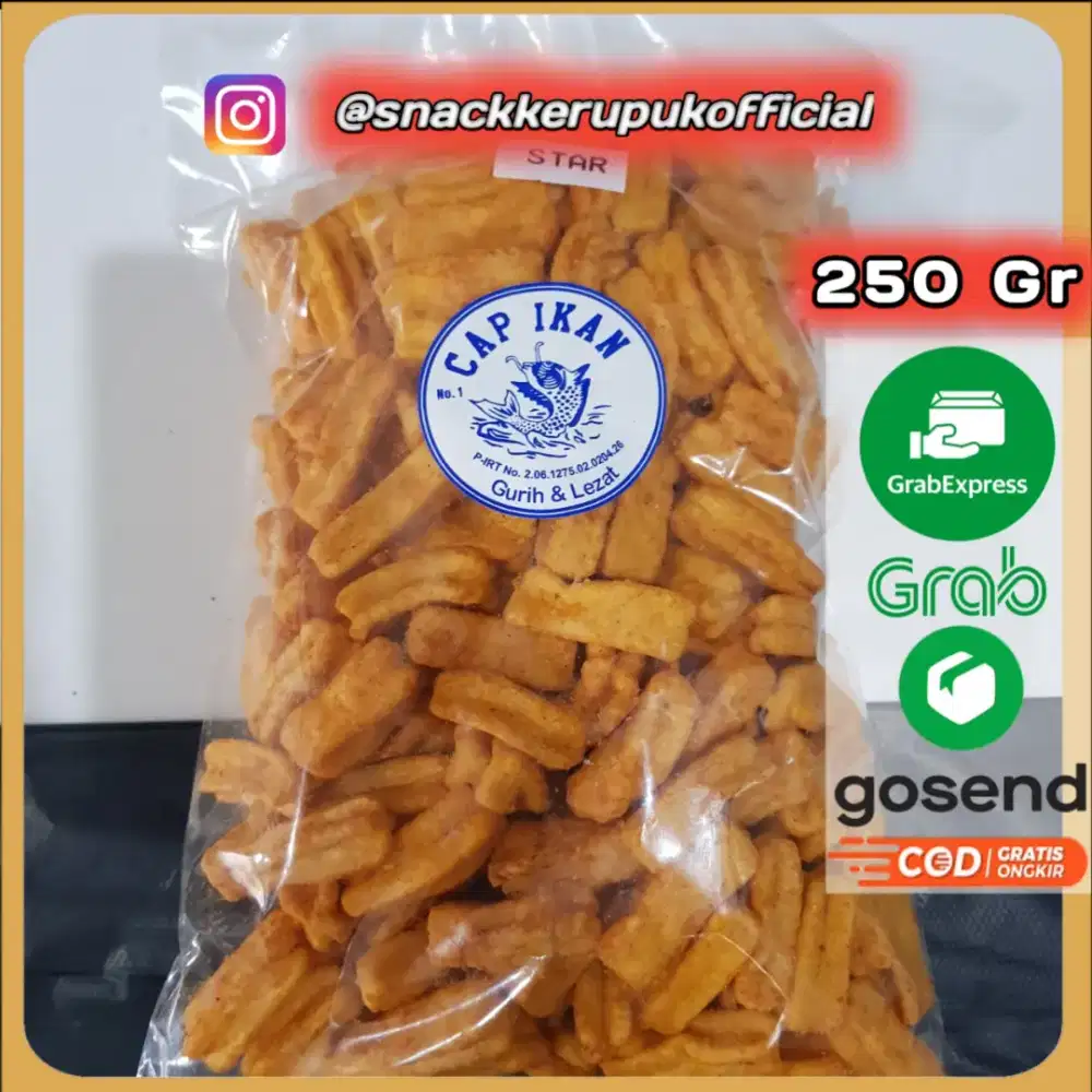 Snack Kerupuk Model Star Cap Ikan Keripik Udang