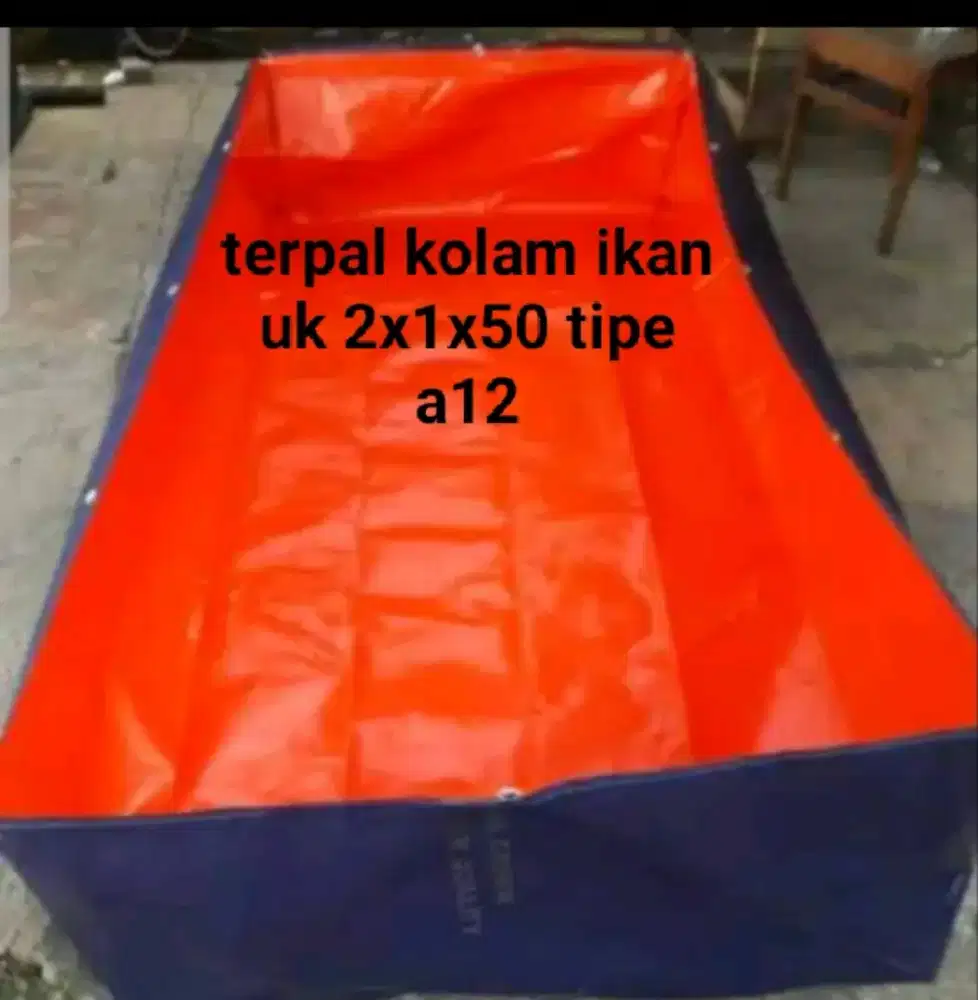 Terpal kolam ikan a12 warna biru oren bisa reques ukuran