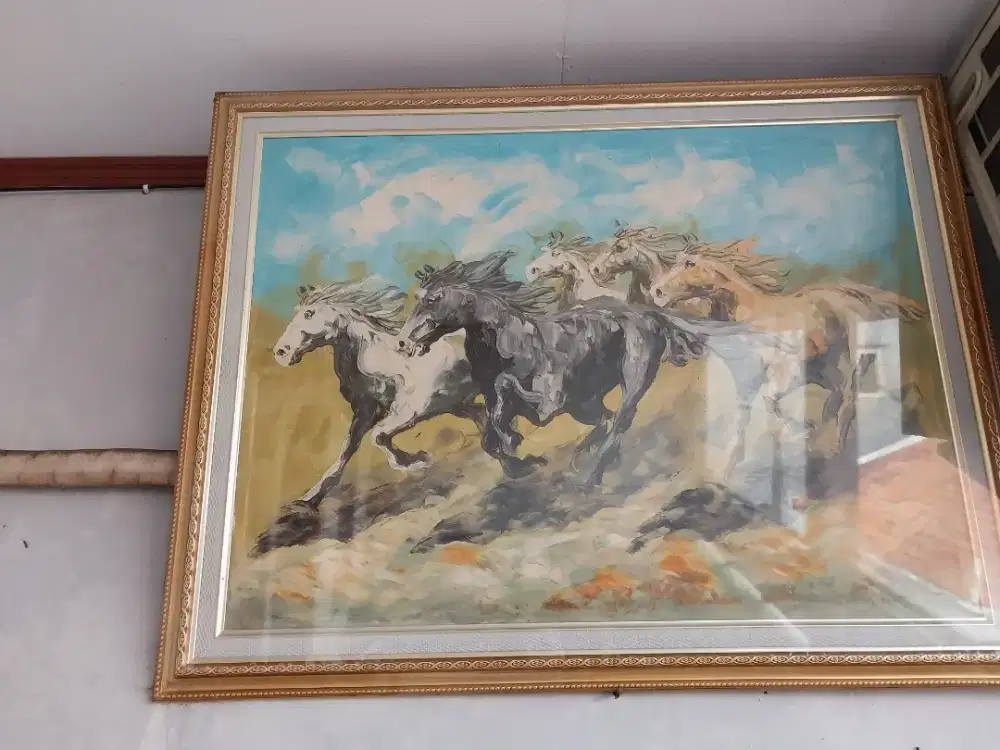 Dijual lukisan Antik bahan kanvas pasukan kuda