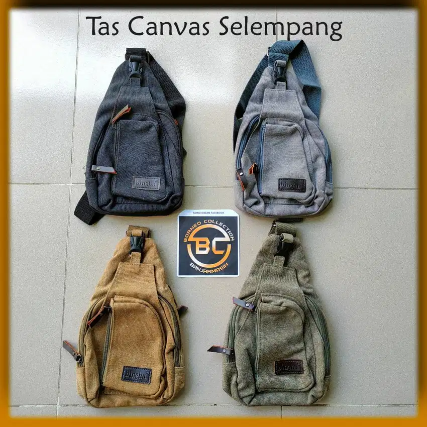 Tas Selempang Canvas pria sling waist tote bag (slempang kain) Murah