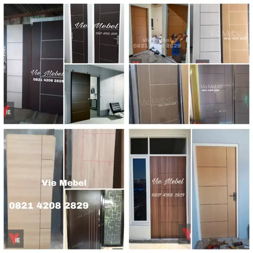 PINTU MINIMALIS TRIPLEK, HDF, ALUMINIUM, KAYU | KUSEN & JENDELA