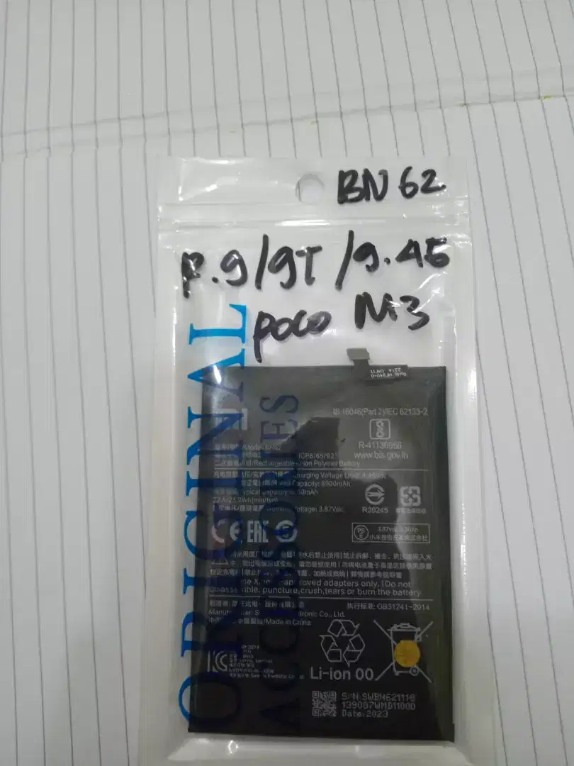 Baterai xiomi 9 / 9T / pocco M3 ori 100%