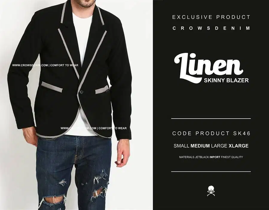 Blazer Black Casual Greylist Aliando Style - SK46