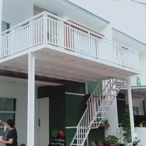 Kanopi balkon kontruksi besi baja wf & hollow