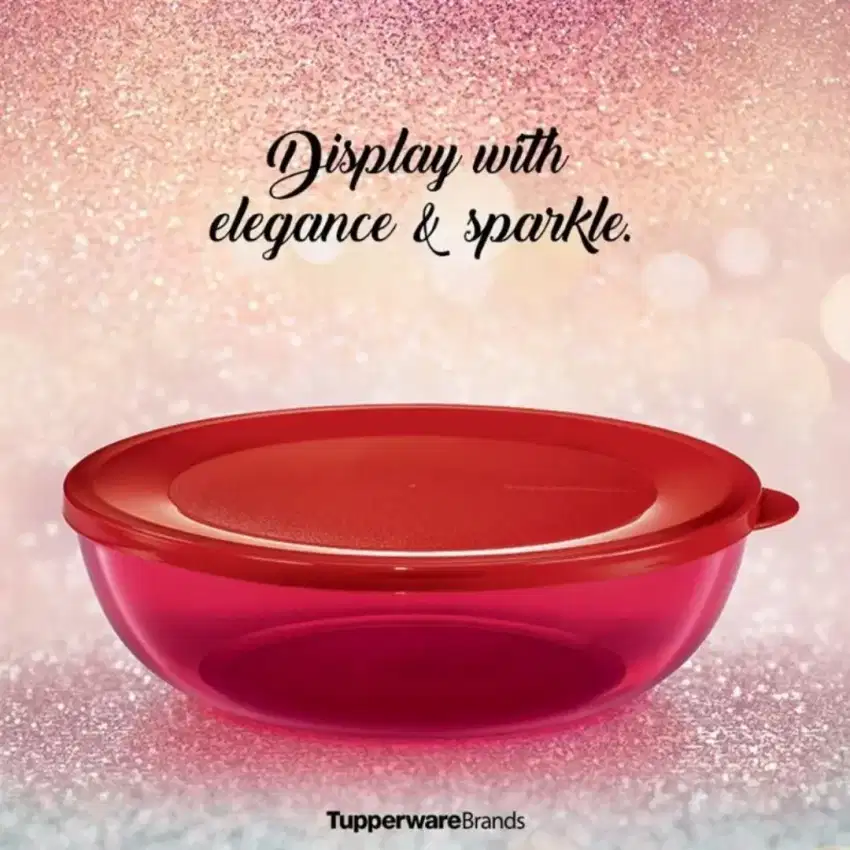 Toples mangkok Tupperware Malaysia Domino bowl red transparan 2L