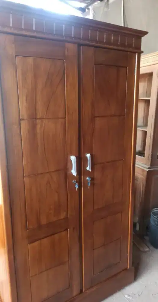 Lemari Kayu Jati Pintu 2 Minimalis Finishing Melamic Mantab