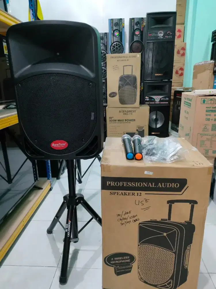 Speaker Karaoke Portabel Bareton 12 inci 12BWR