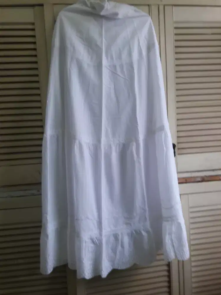 Mukenah Katun Putih - ruffle