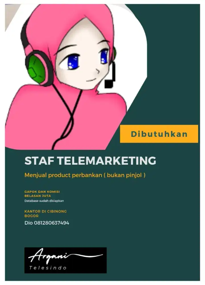 Staf Telemarketing ( gapok 1,2 jt-1,5 jt ), + komisi belasan juta