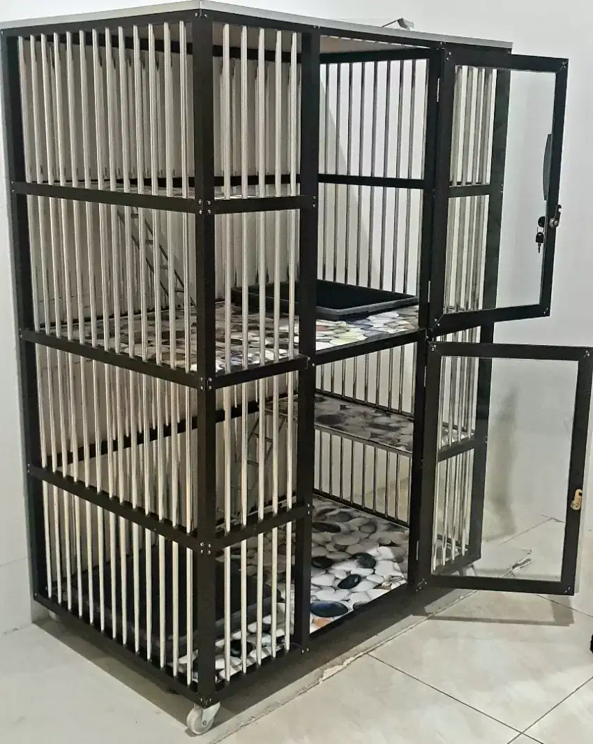 Kandang kucing aluminium 2 pintu