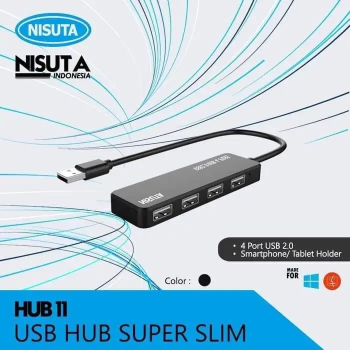 Nisuta Mikuso USB HUB-011 4 Port USB HUB Slim USB 2.0