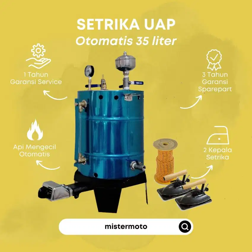 Setrika Uap Laundry dan Konveksi OTOMATIS MISTERMOTO 35ltr 2 Setrika