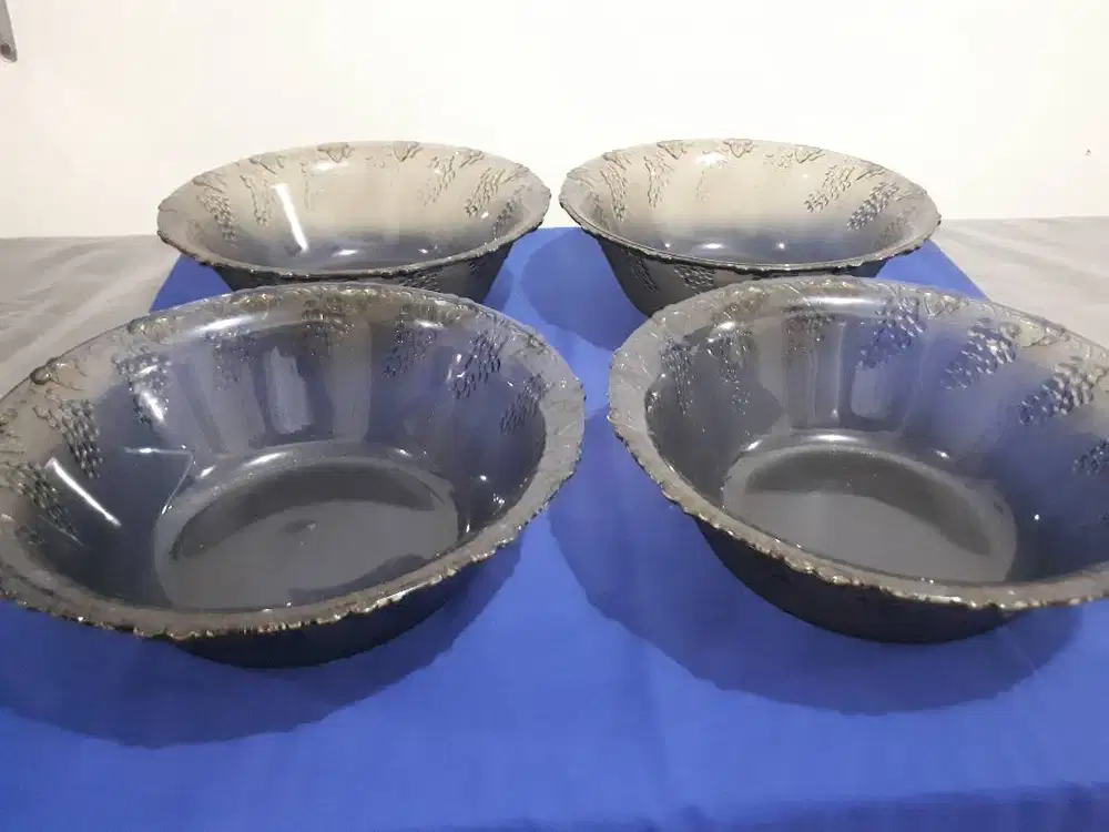 Round Salad Bowl (P-138) 4 pcs Mangkuk Bulat Clear Grey 3D-Grape murah