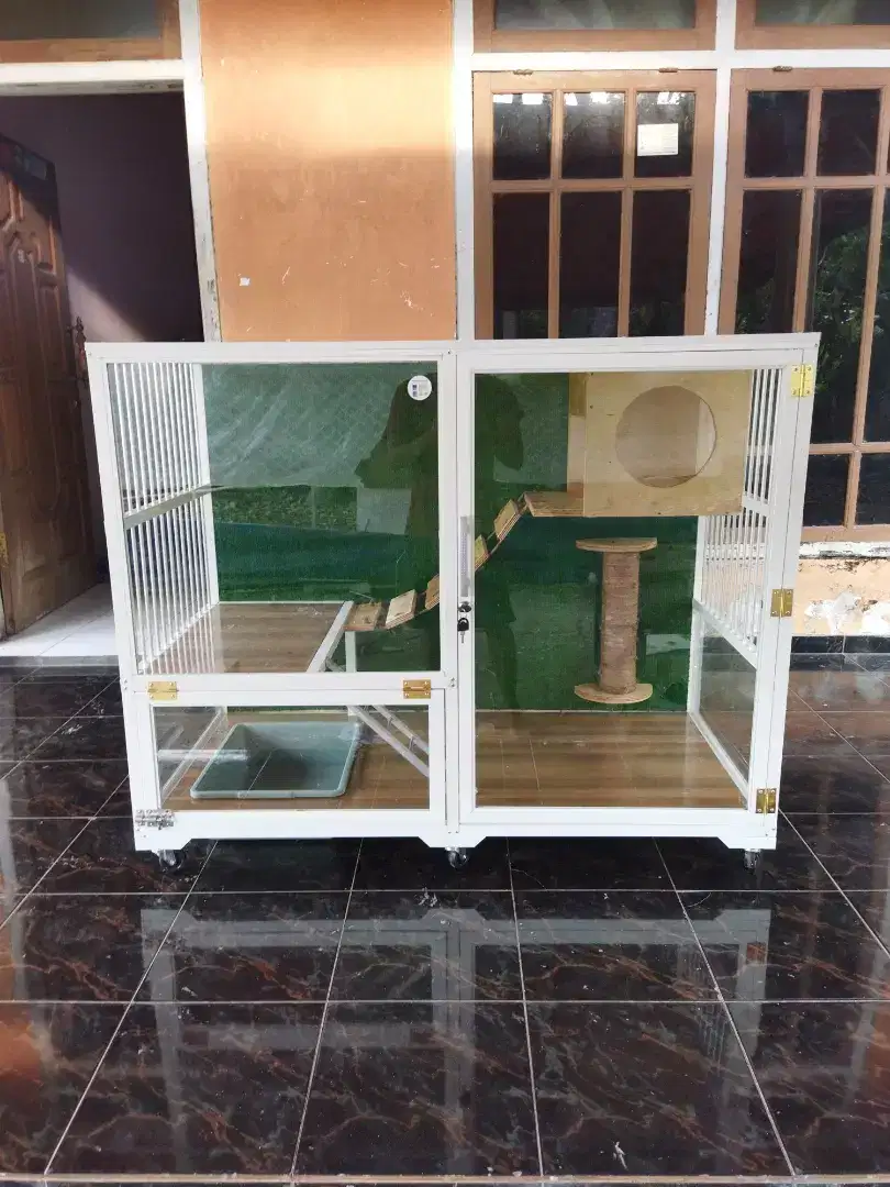 Kandang kucing alumunium ukuran PxLxT 120x60x90