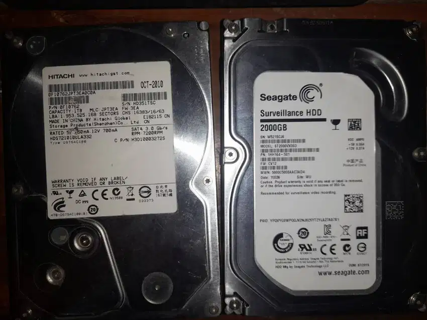 hdd 2tb dan 1tb Rusak