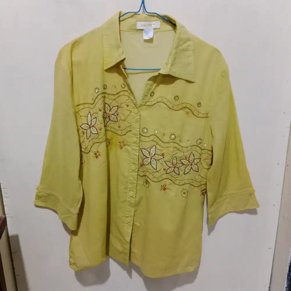 Yellow Blouse / Kemeja Kuning Wanita Lengan 7/8 Mote