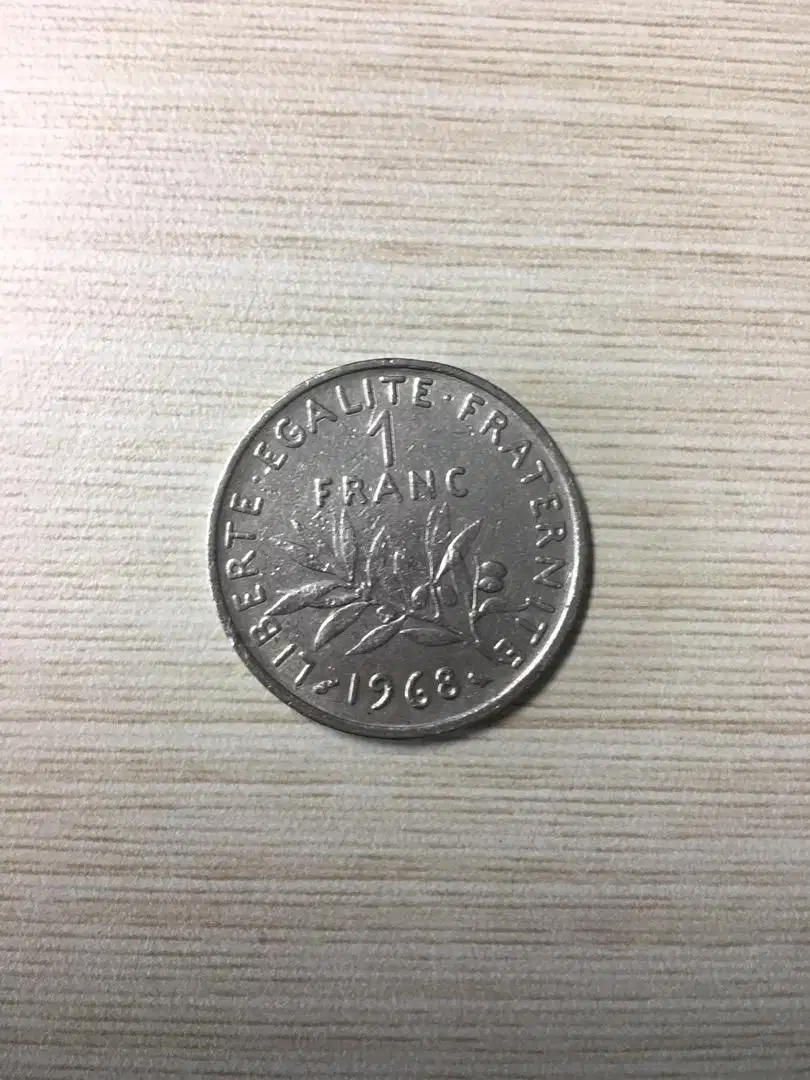 Di Jual Koin, Logam Kuno Franc 1 Liberte Egalite Fraternite Tahun 1968