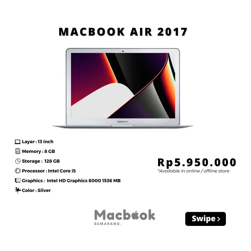 MACBOOK AIR 2017 RAM 8/128 GB 13