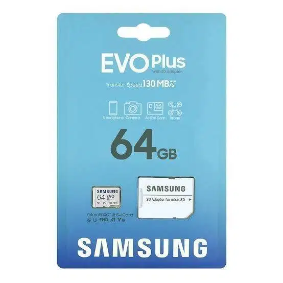 Samsung EVO Plus Micro SD With Adapter 100Mbps 64GB