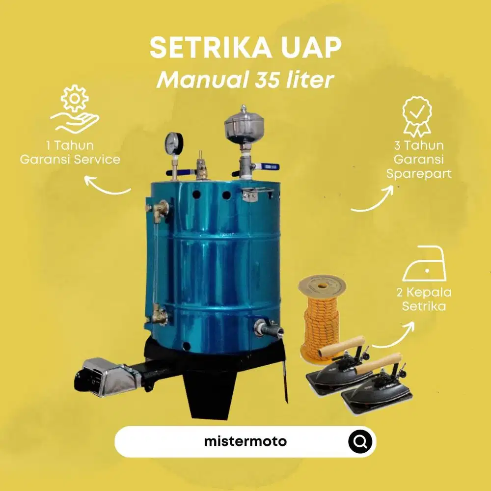 Setrika Uap Laundry dan Konveksi MISTERMOTO 35ltr 2 Setrika