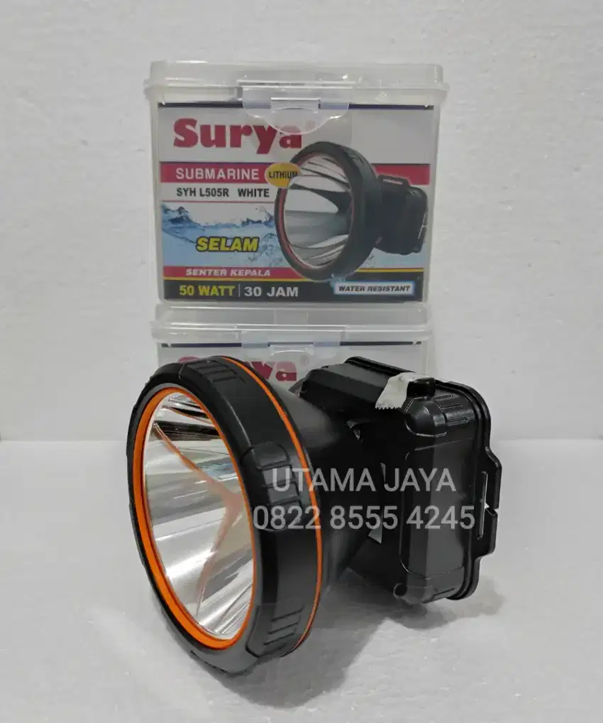 Senter kepala cas 50 watt Surya cahaya putih