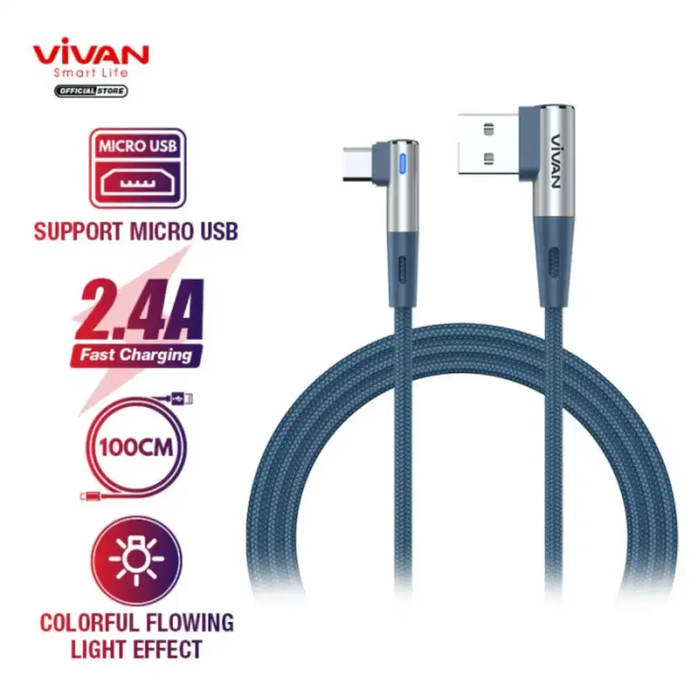 Kabel Data Cable Charge Vivan Robot Micro-USB Type-C Lightning