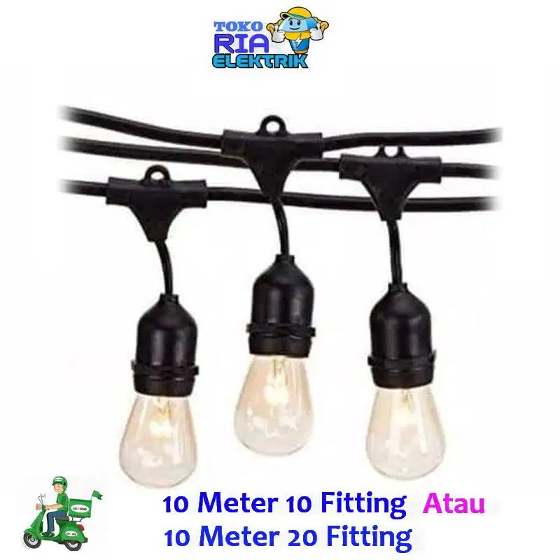 KABEL PLUS FITTING GANTUNG 10 METER 20 FITTING UNTUK OUTDOOR / INDOOR