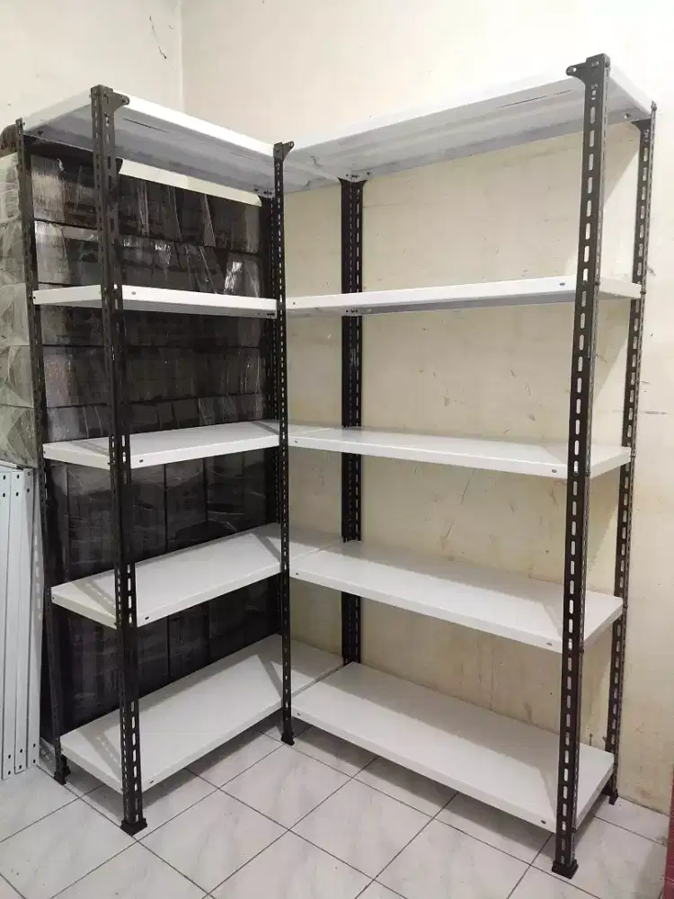 rak besi kondisi baru hitam putih kuat mantap