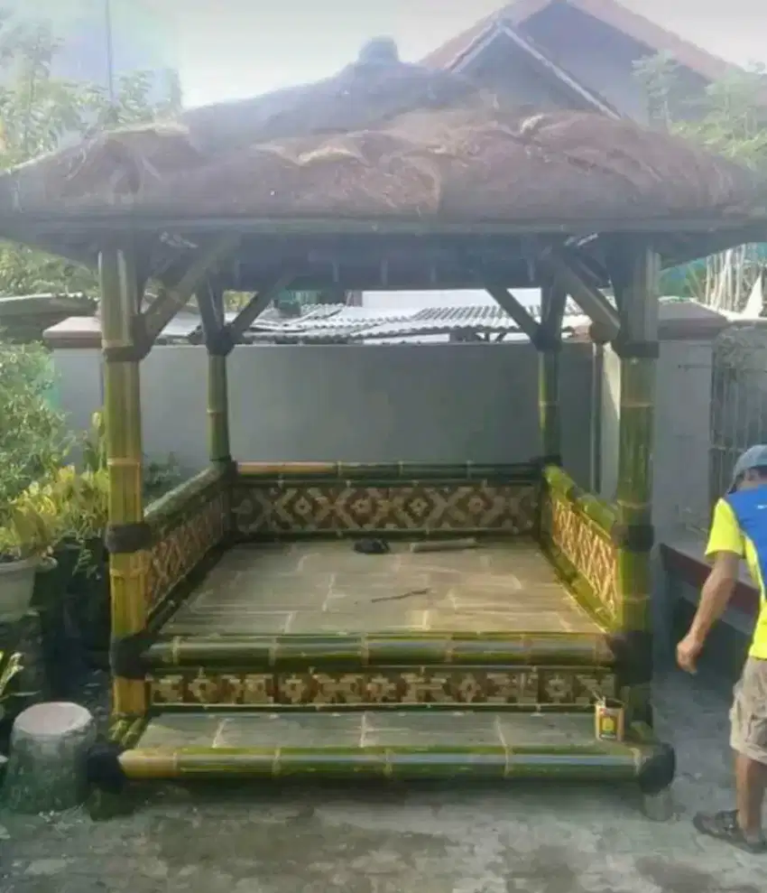 Saung Gazebo Bambu Ukuran 2x2 Free Ongkir