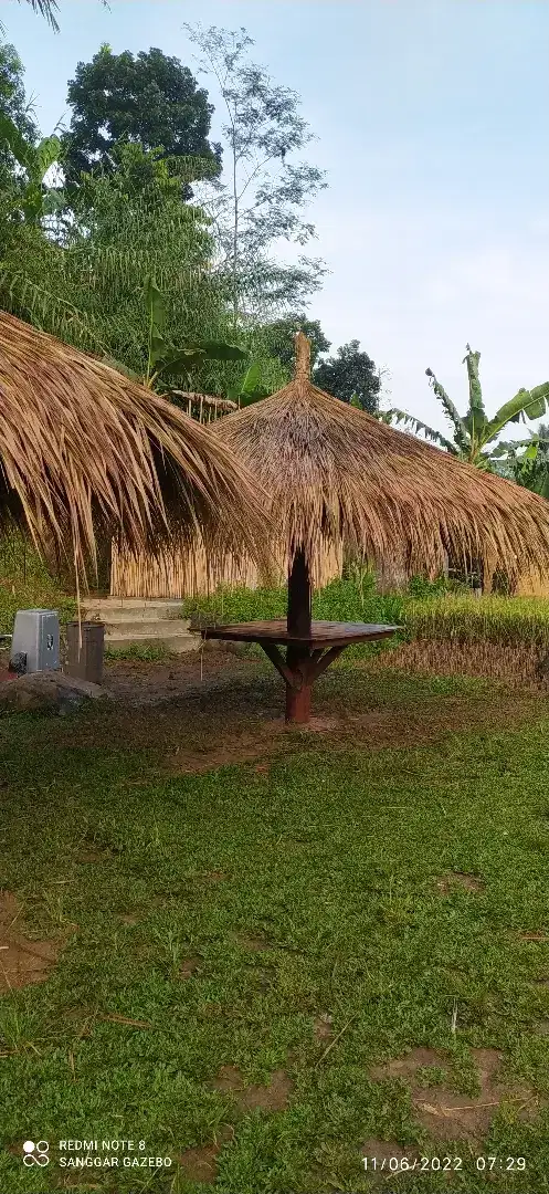 Saung payung kayu kelapa atap alang alang diameter 3m harga satuan