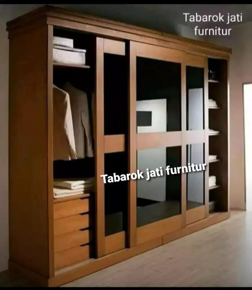 Lemari pakaian minimalis modern &mewah, p.300xt,230, pintu3, kayu jati