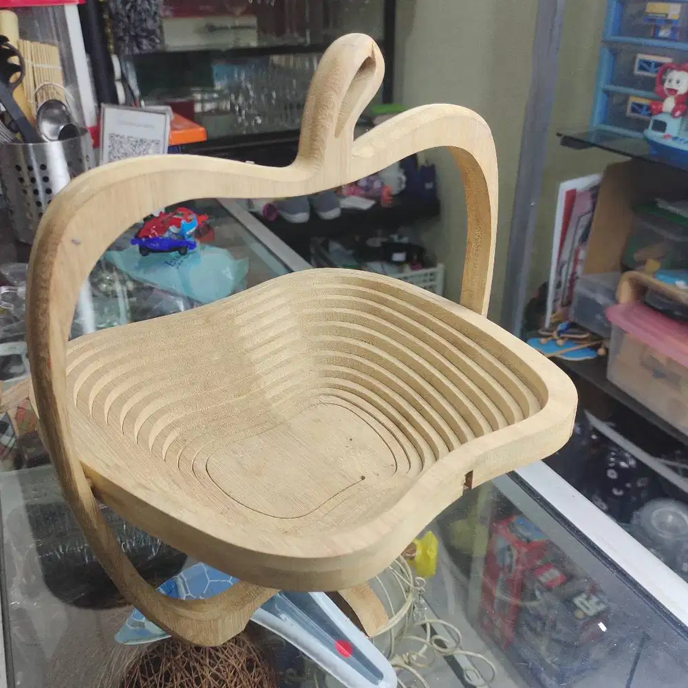 Keranjang Tempat Buah Model Spiral Keranjang Kayu Polos