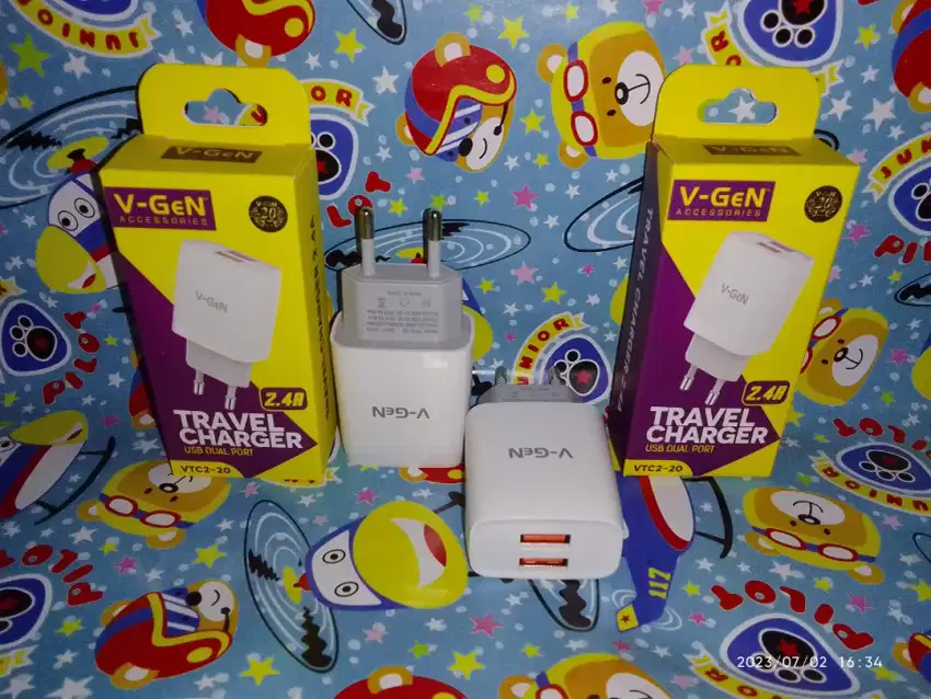 Colokan Kepala Adaptor Charger V-Gen 2.4A Dual Port USB Travel Charger