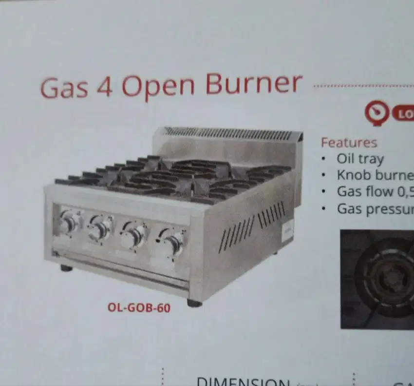 Kompor Gas 4 Tungku Open Burner OL-GOB-60