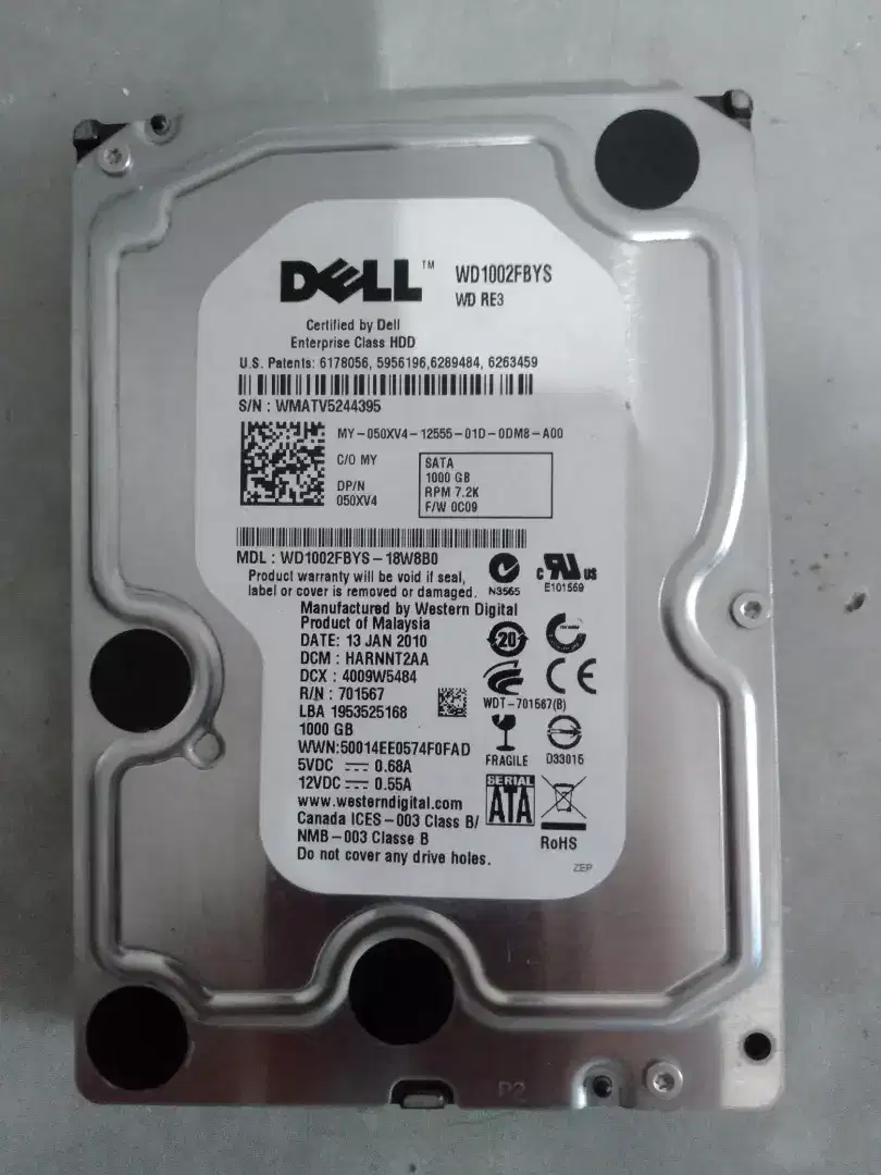 Harddisk pc sata 1TB DELL wd1002fbys rpm7200